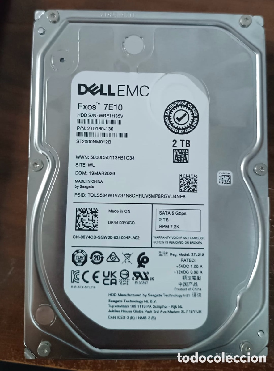 Segunda mano: Disco Duro Dell 2TB Enterprise SATA 3.5&rdquo; 7200 RPM Exos 7E10 ST2000NM012B 0Y4CD