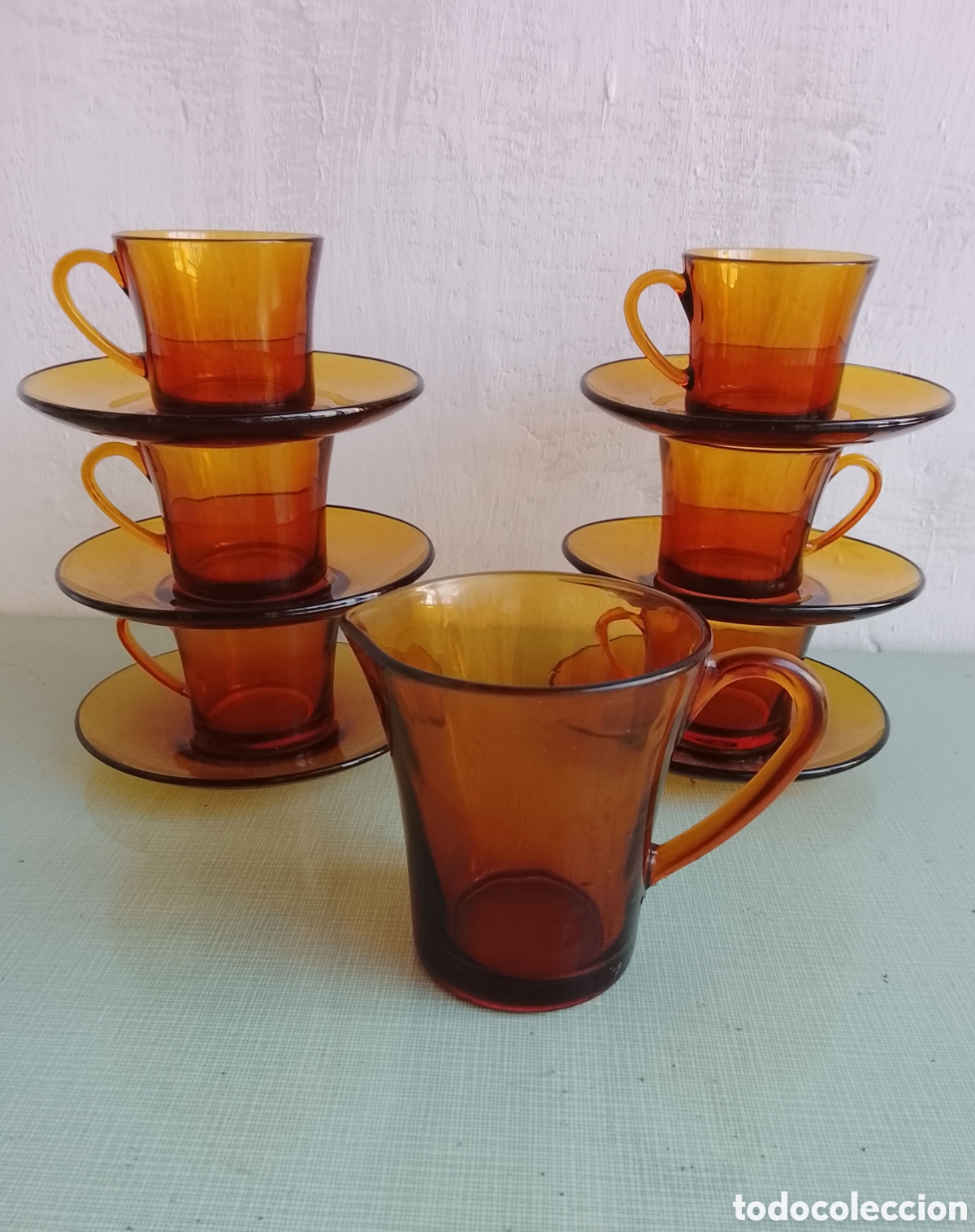 Segunda mano: Juego caf&eacute; y lechera duralex, a&ntilde;os 70.