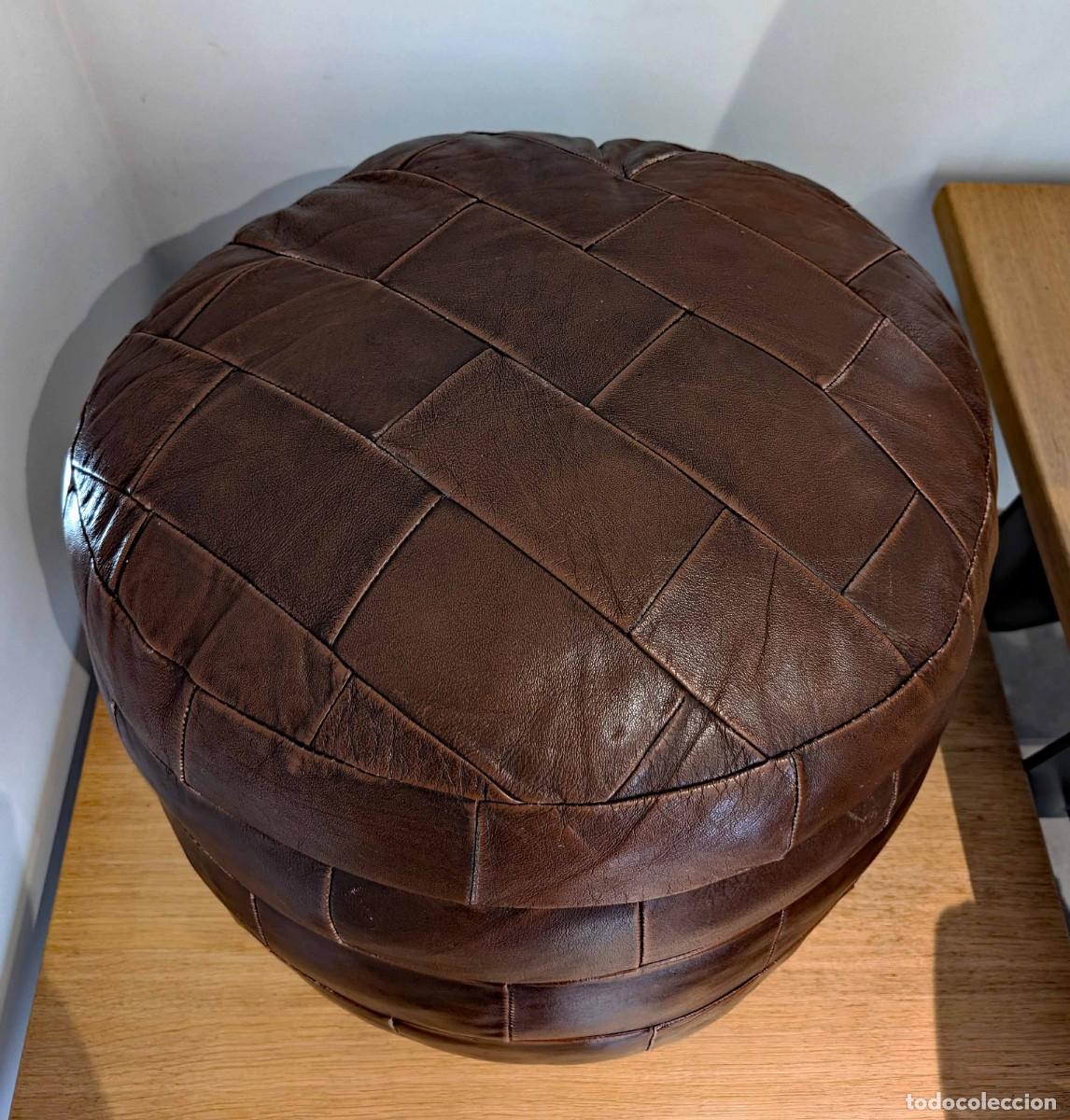 Segunda mano: Grand pouf patchwork cuir vintage 70s &ndash; attribu&eacute; &agrave; De Sede, Suisse