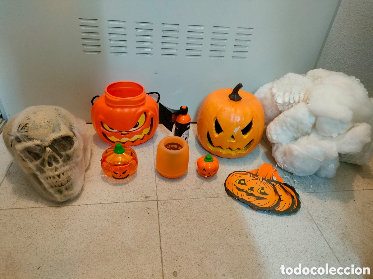 Segunda mano: LOTE HALLOWEEN; TELARA&Ntilde;A, GUIRNALDA, CALABAZAS...