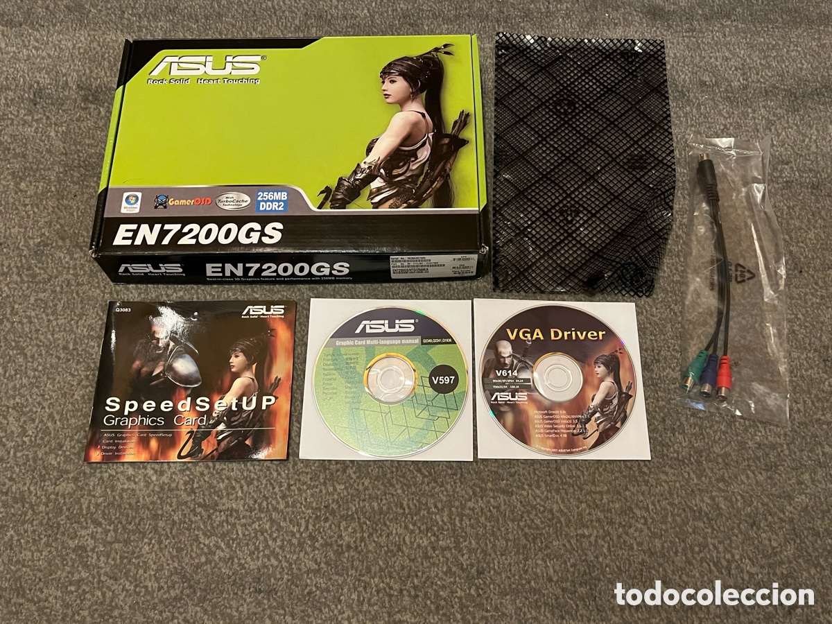 Segunda mano: Manual de instalaci&oacute;n tarjeta gr&aacute;fica ASUS EN7200GS + CD V614 (Drivers) + CD V597(Manual)+cable+caja