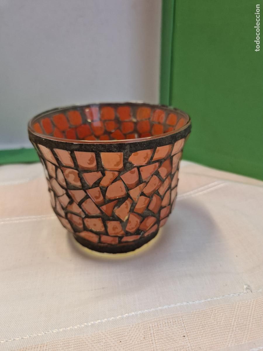 Segunda mano: BONITO PORTAVELA DE CRISTAL. 10*13