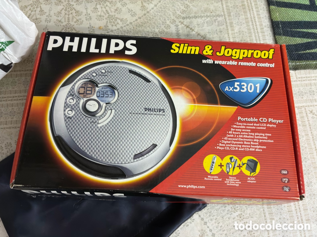 Segunda mano: Discman Philips AX5301 Slim & Jogproof en Caja Original - NOS Completo 100% y Funcionando