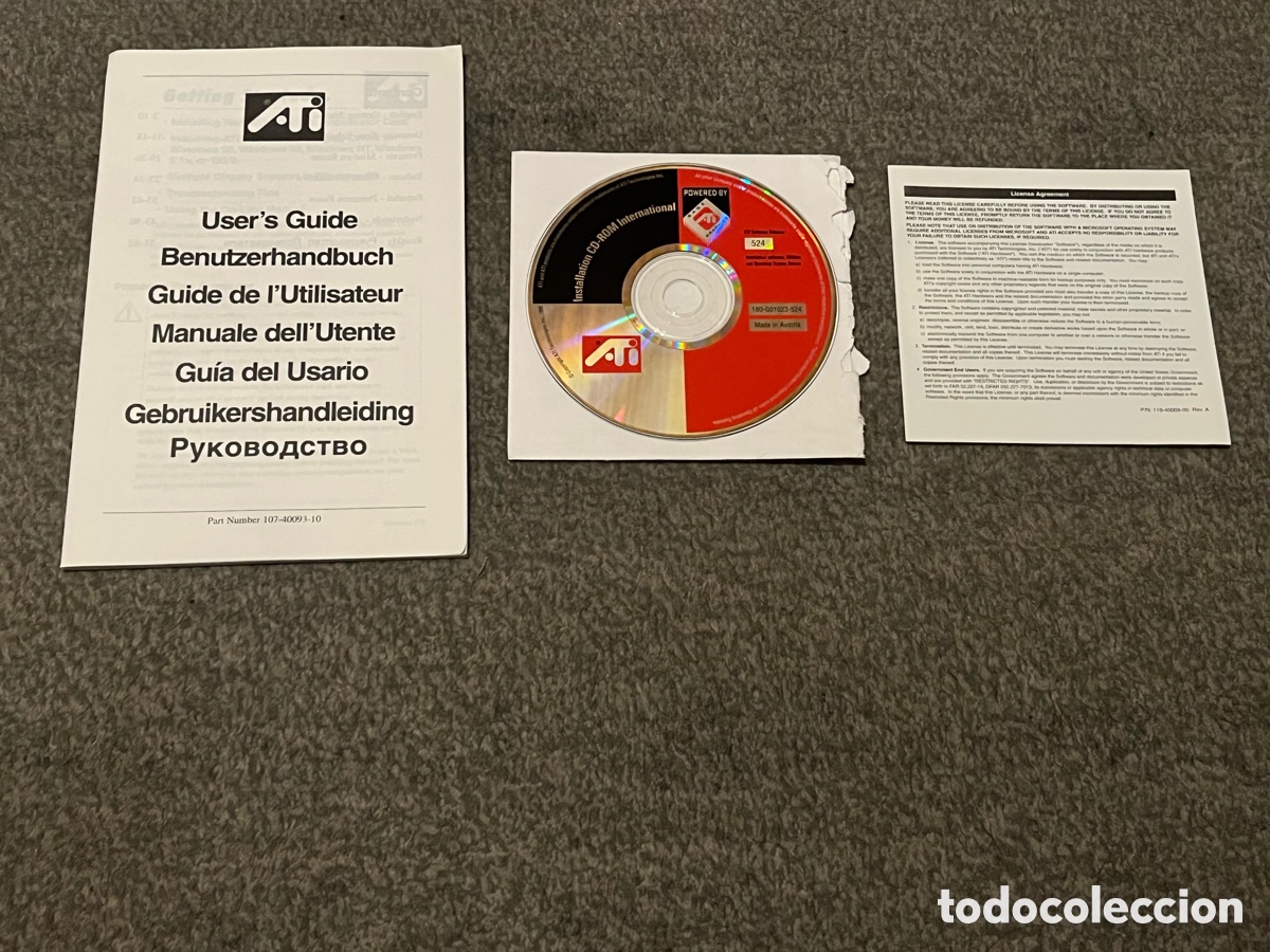Segunda mano: Gu&iacute;a del Usuario tarjeta gr&aacute;fica ATI + CD + Licencia de garant&iacute;a. User&acute;s Guide