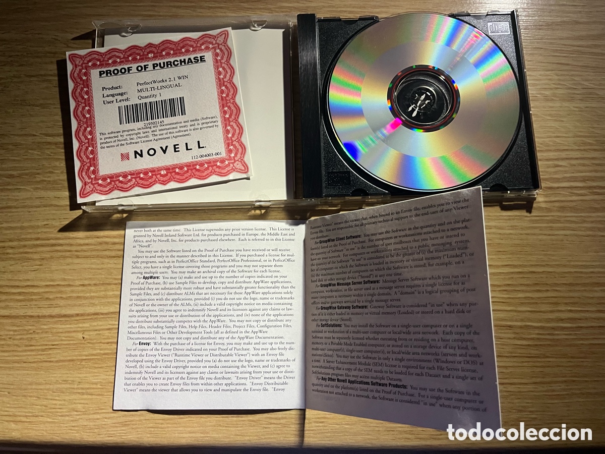 Segunda mano: CD PERFECT WORKS. Novell. Word Processor, Spreadsheet, Database, Draw & Paint - Foto 4