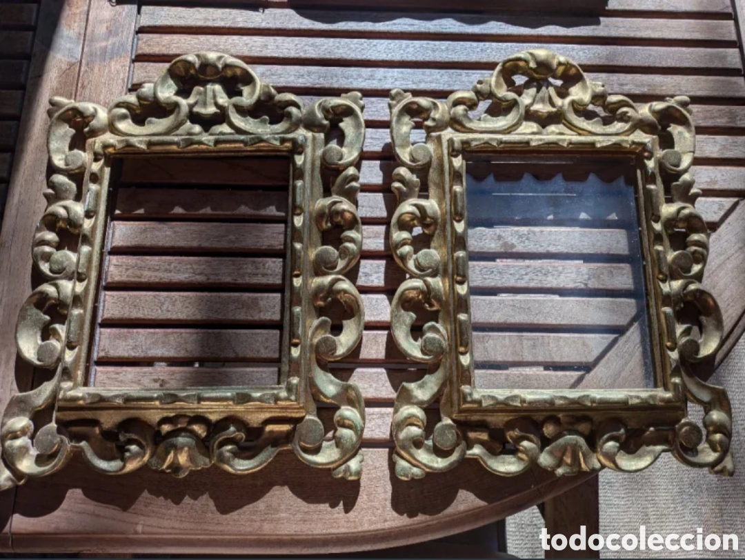 Segunda mano: Dos cuadros de madera en pan de oro