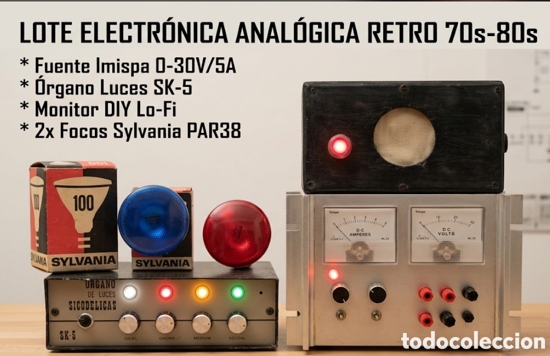 Segunda mano: Lote Completo de Electr&oacute;nica Anal&oacute;gica y Sonido Retro (70s/80s). Fuente Imispa, &Oacute;rgano Luces SK-5