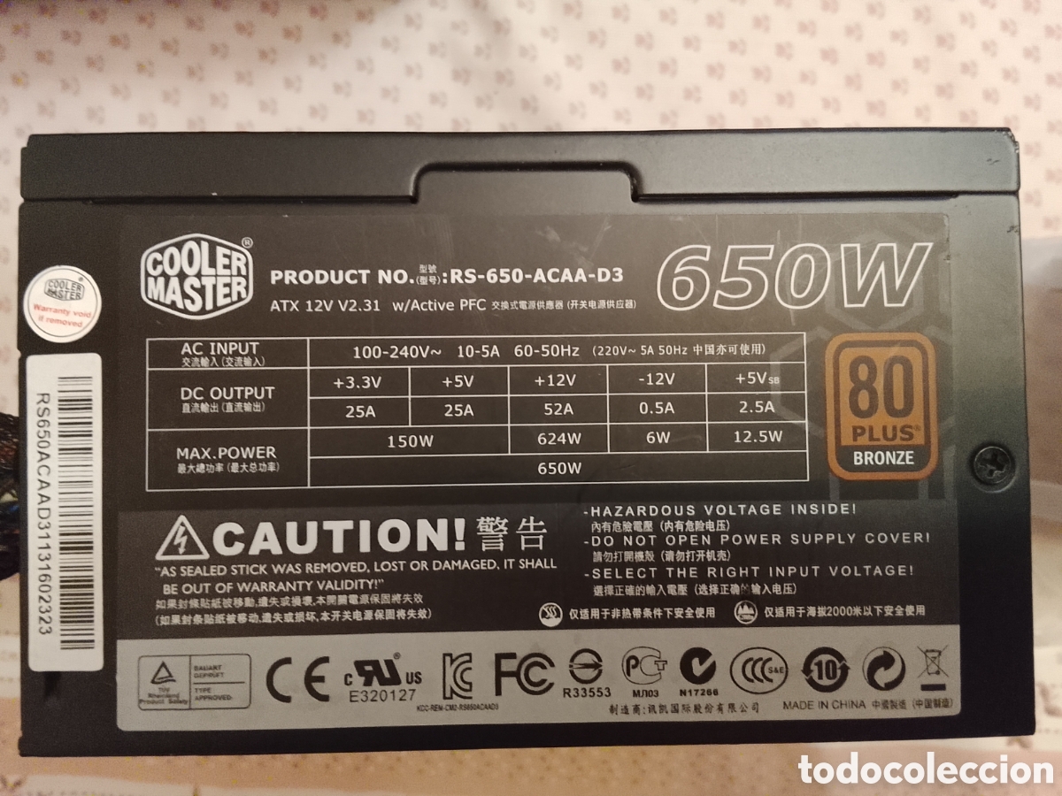 Segunda mano: Fuente de alimentaci&oacute;n Coolmaster 650w
