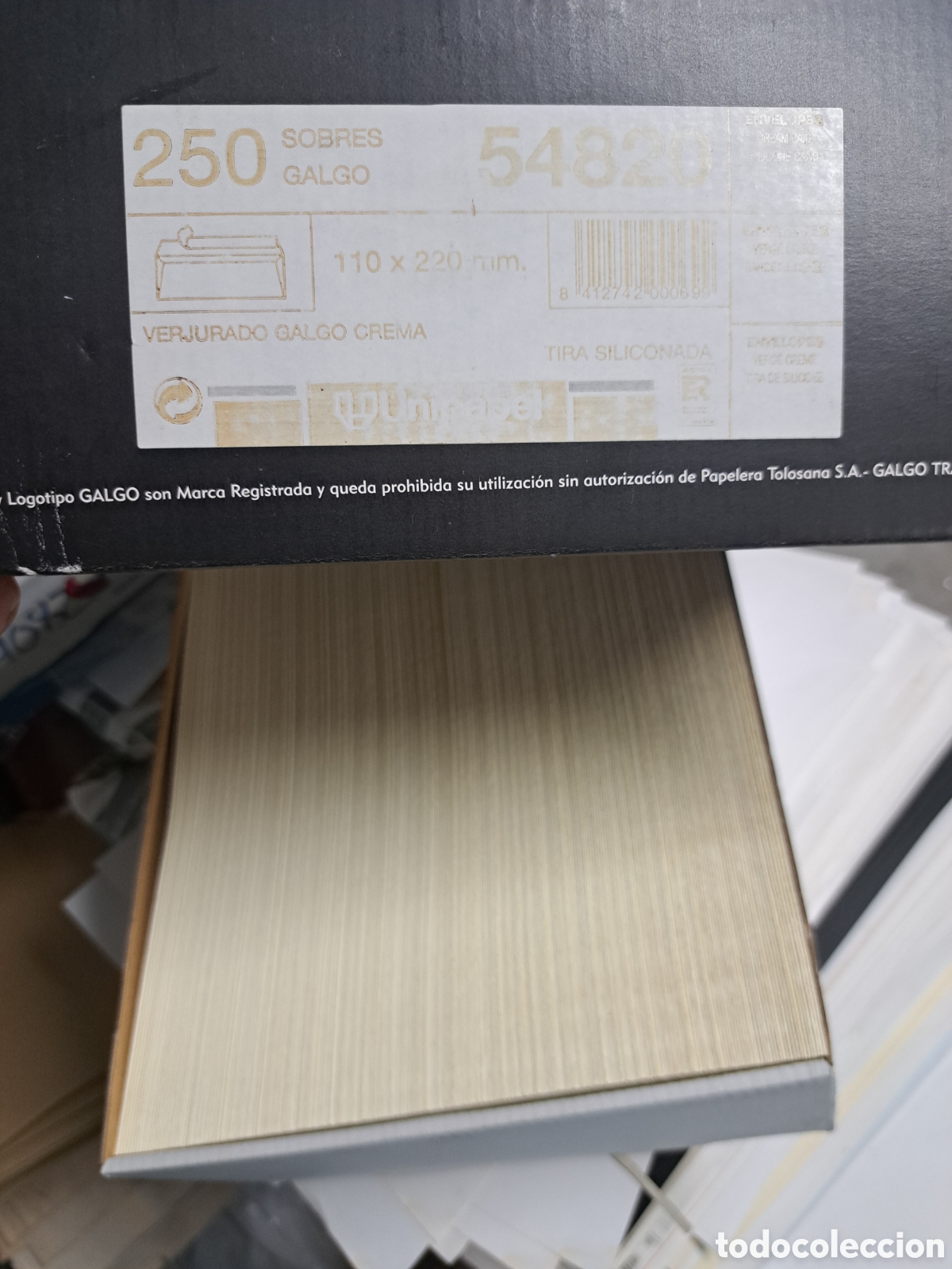 Segunda mano: Jml Lote caja 250 Sobres galgo crema 110x220mm completa