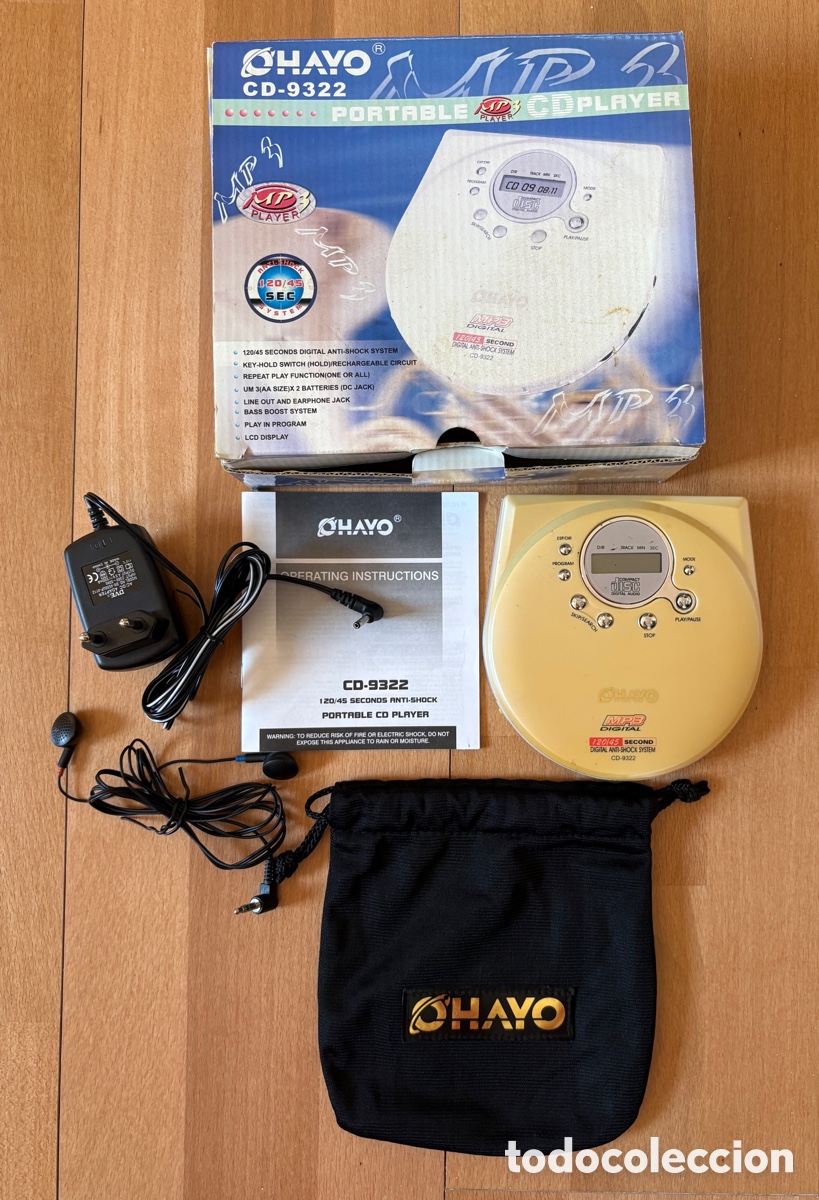 Segunda mano: (L*047*) Reproductor CD / MP3 Port&aacute;til Ohayo CD-9322 Vintage - Completo en Caja con Accesorios