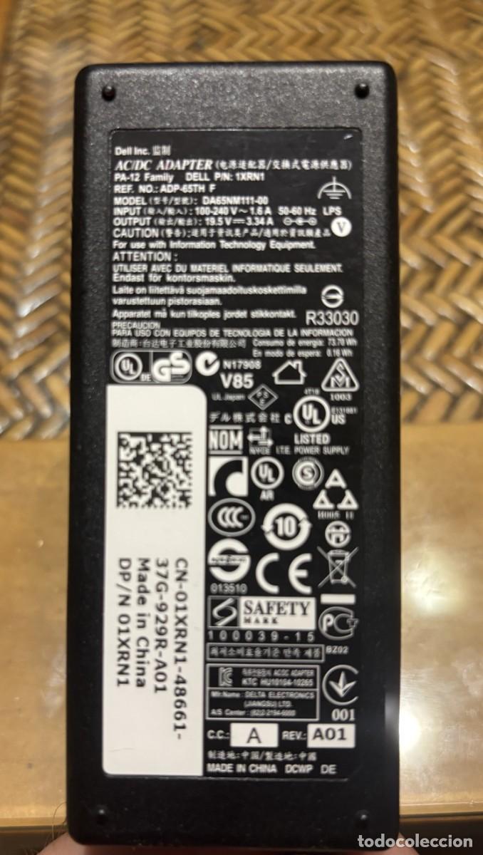Segunda mano: Cargador original Dell 65W 19,5V 3,34A + cable