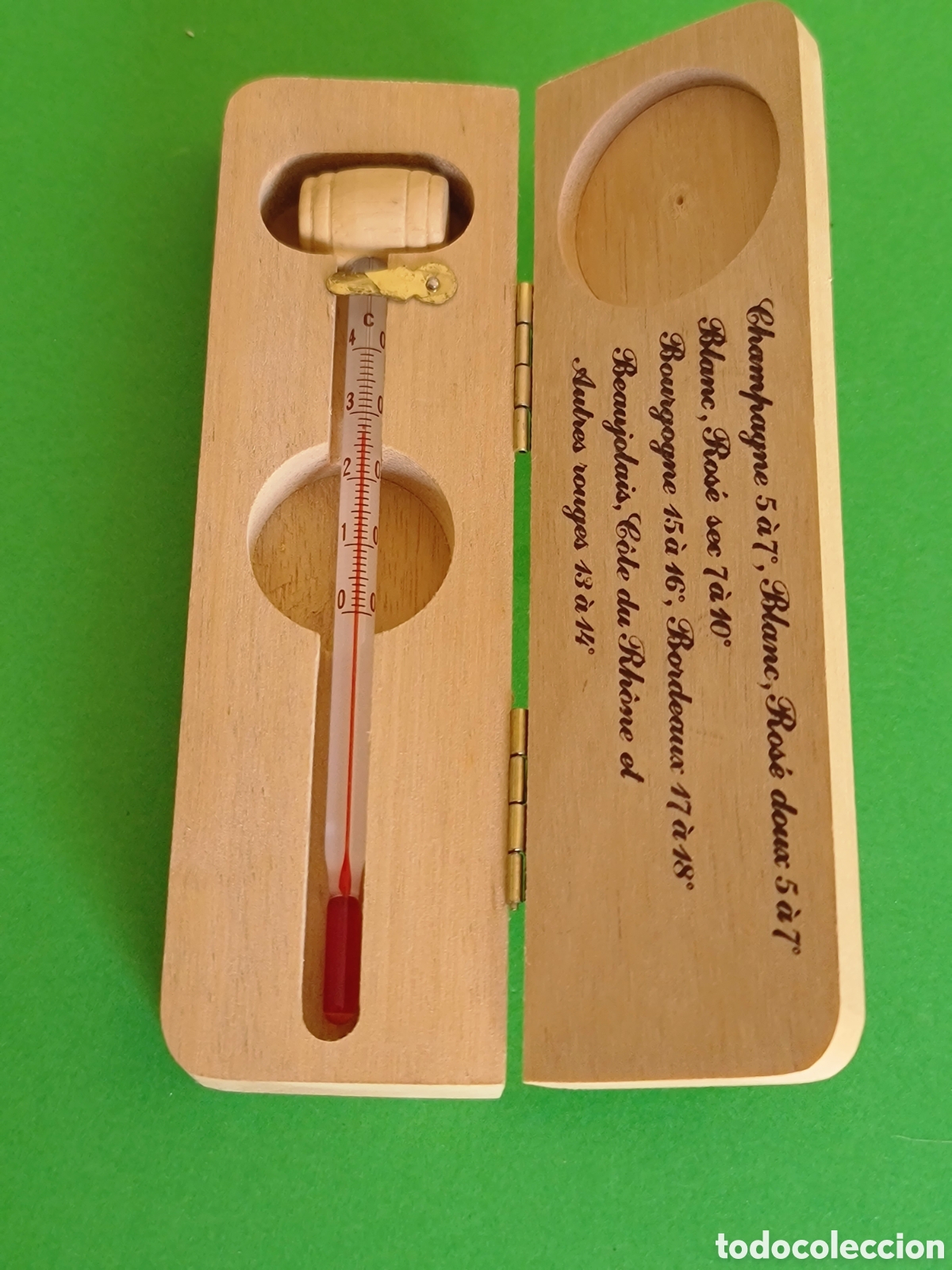 Segunda mano: Term&oacute;metro para el vino franc&eacute;s/ estuche madera. - Foto 1