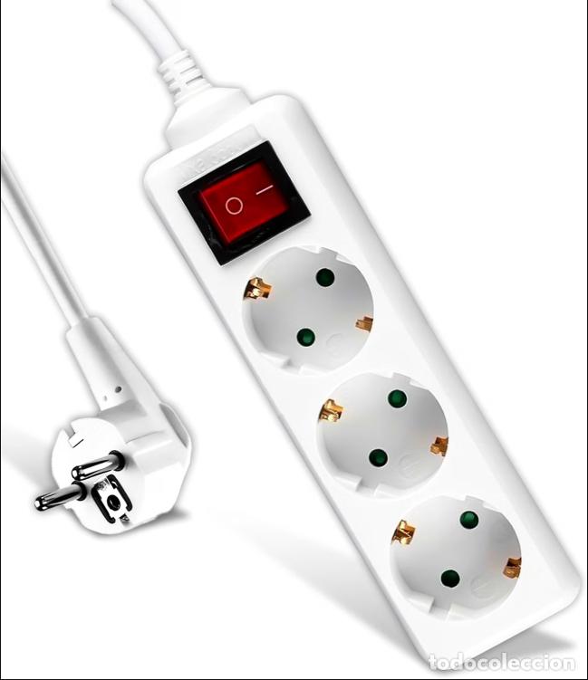 Segunda mano: Regleta de 3 Enchufes con Interruptor y Cable de 1,5 Metros - Enchufe M&uacute;ltiple 3 Tomas de Corriente