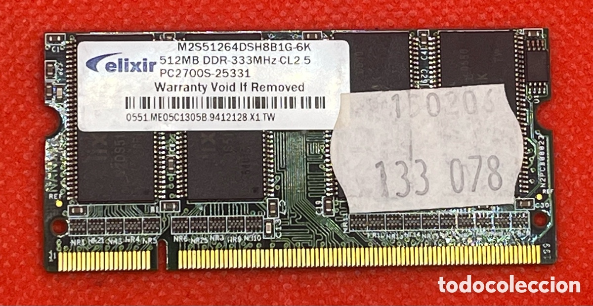 Segunda mano: Memoria RAM Port&aacute;til Elixir 512MB DDR 333MHz PC2700S CL2.5 SO-DIMM