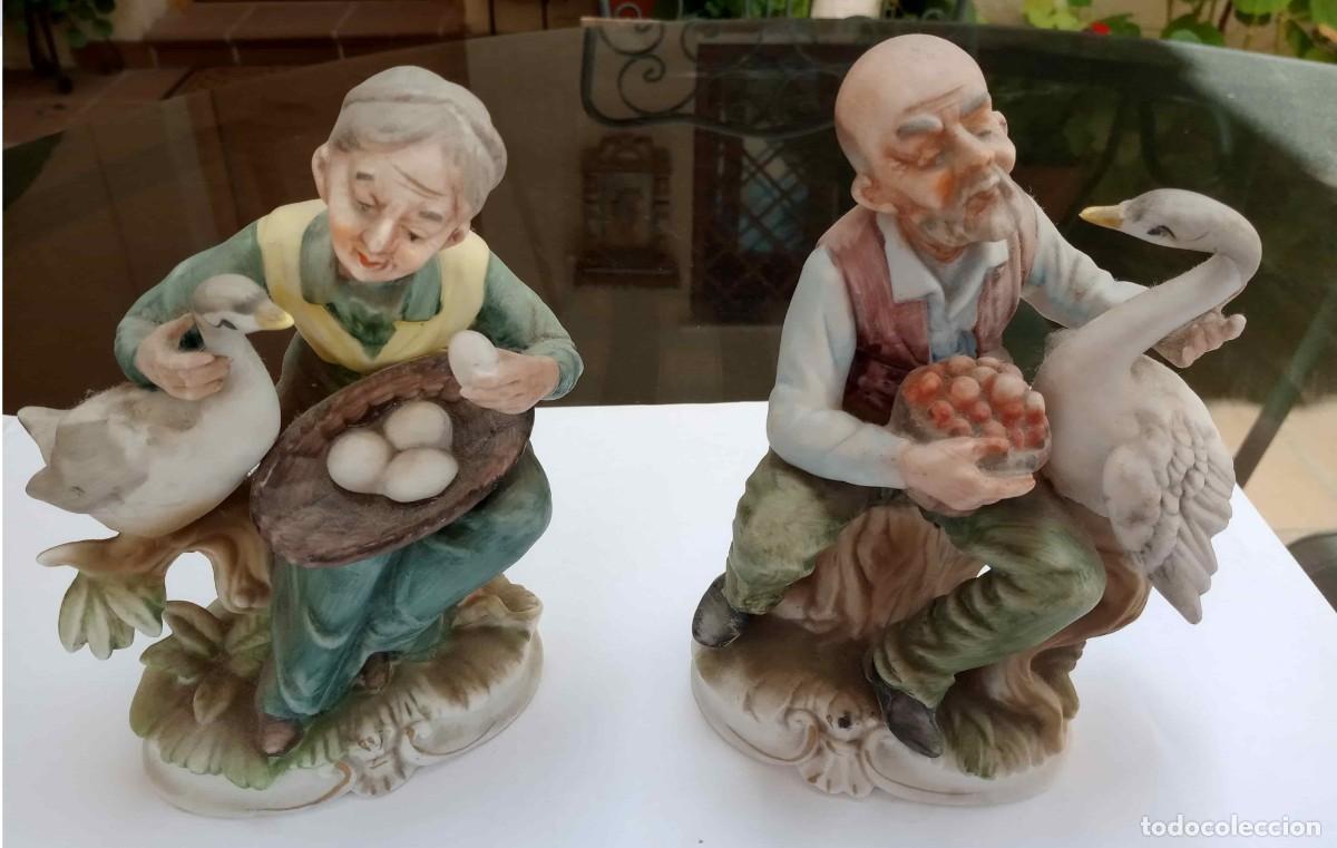 Segunda mano: 2 FIGURAS, PAREJA DE ANCIANOS JAPONESES CON OCAS