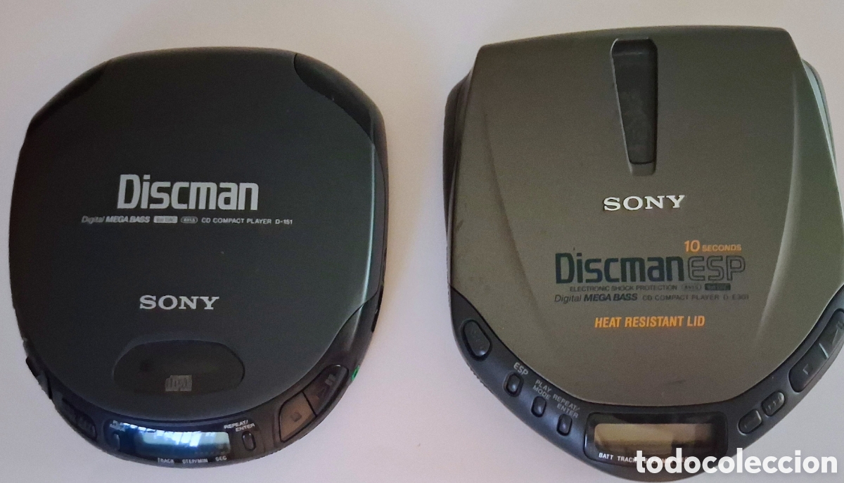 Segunda mano: Lote 2x Discman Sony Vintage + Cargador Original Sony 4.5V + Auriculares (Uno funciona