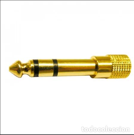 Segunda mano: Adaptador Audio Jack Hembra 3,5mm a Jack Macho 6,3mm Metalico Dorado