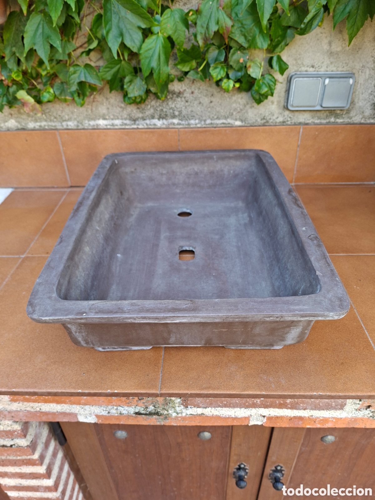 Segunda mano: Maceta para bons&aacute;i rectangular de gres XL 55x40x13 cm - Foto 2
