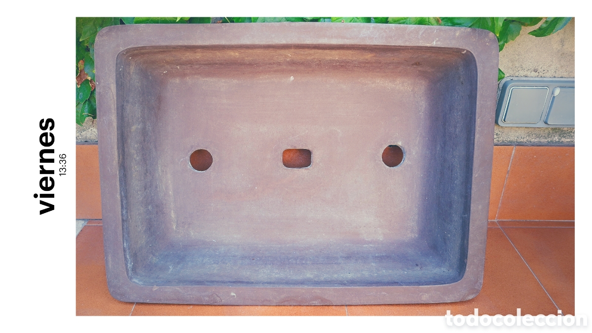 Segunda mano: Maceta para bons&aacute;i rectangular de gres XL 55x40x13 cm - Foto 3