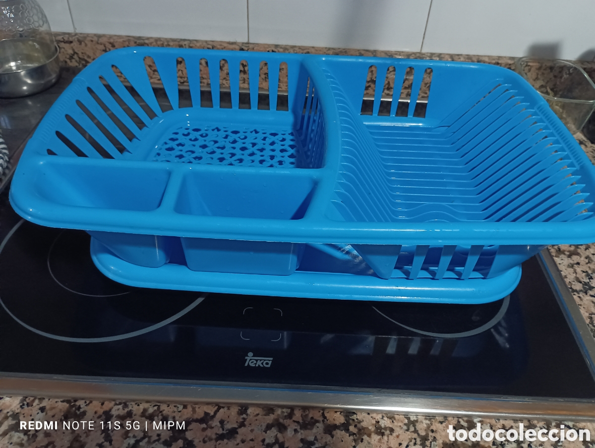 Segunda mano: Escurreplatos m&aacute;s bandeja pl&aacute;stica azul