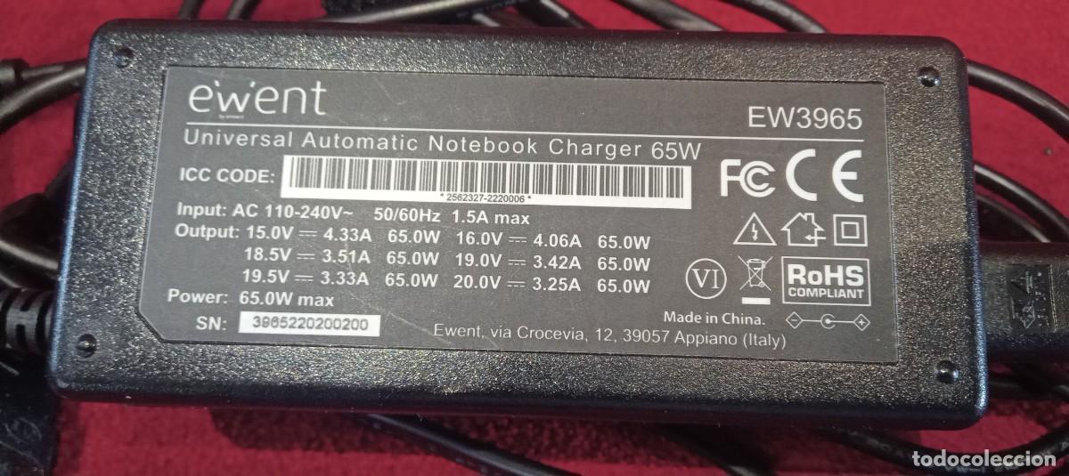 Segunda mano: Cargador universal de Portatil Ewent 65 W - Foto 2