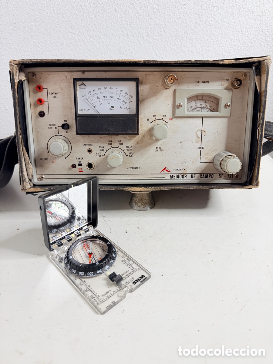 Segunda mano: medidor de intensidad de campo anal&oacute;gico vintage de la marca PROMAX, modelo SF-721 no funciona