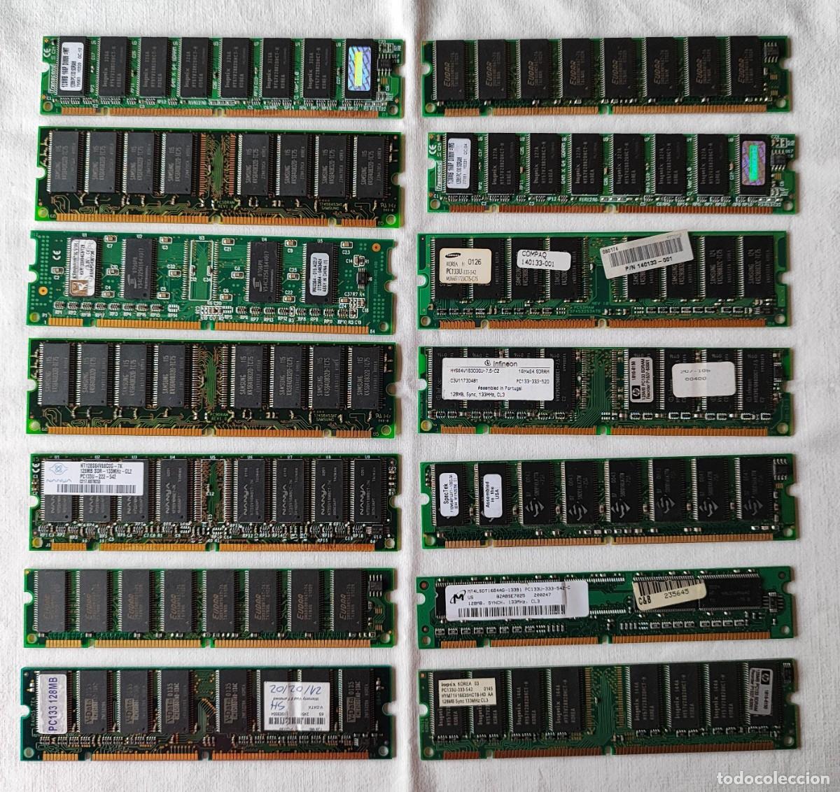 Segunda mano: INFORM&Aacute;TICA VINTAGE (14 M&Oacute;DULOS MEMORIA DIMM 168 CONTACTOS SDR SDRAM 128 MB).