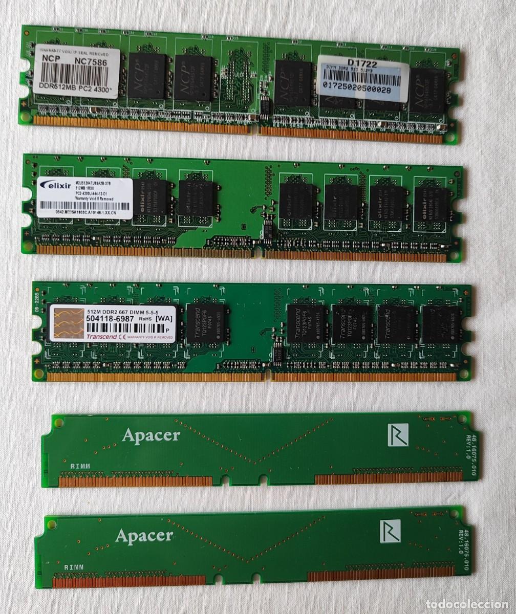 Segunda mano: INFORM&Aacute;TICA VINTAGE (3 M&Oacute;DULOS MEMORIA DDR2 512 MB + 2 M&Oacute;DULOS CRIMM).