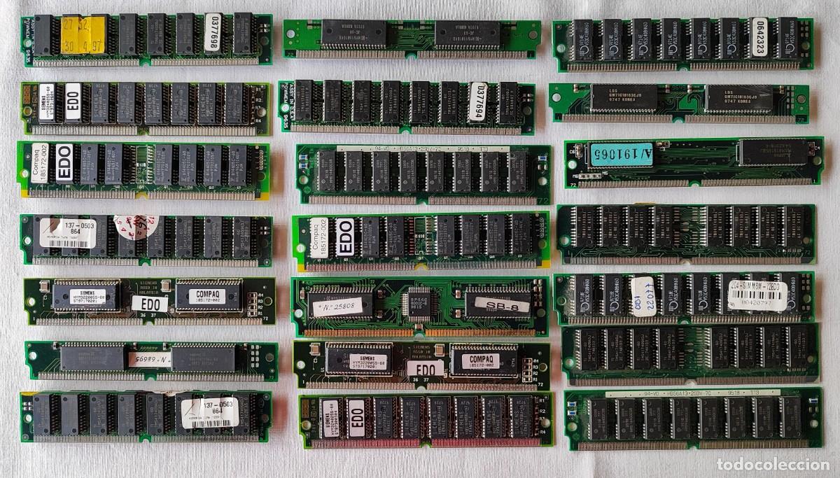 Segunda mano: INFORM&Aacute;TICA VINTAGE (21 M&Oacute;DULOS MEMORIA SIMM 72 CONTACTOS EDO RAM).
