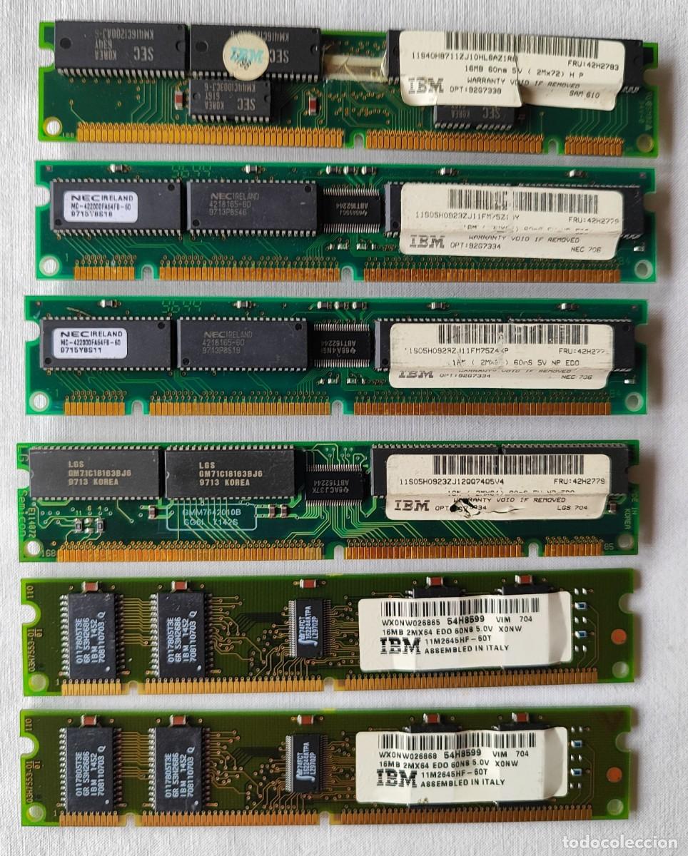 Segunda mano: INFORM&Aacute;TICA VINTAGE (6 M&Oacute;DULOS MEMORIA DIMM 168 CONTACTOS SDR SDRAM 16 MB).