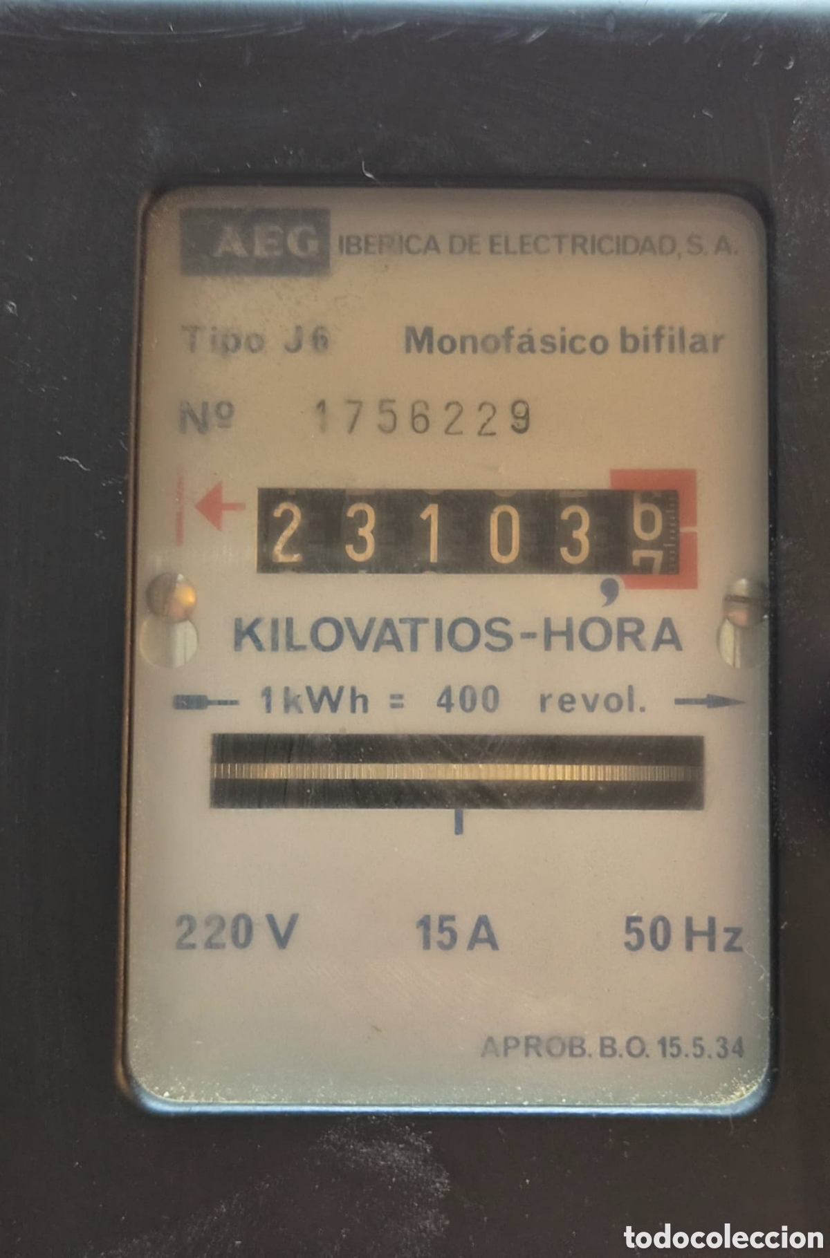 Segunda mano: Contador de Luz Antiguo AEG Ib&eacute;rica (A&ntilde;os 60/70) &ndash; Con Precinto Oficial de 1973 e Inspecci&oacute;n