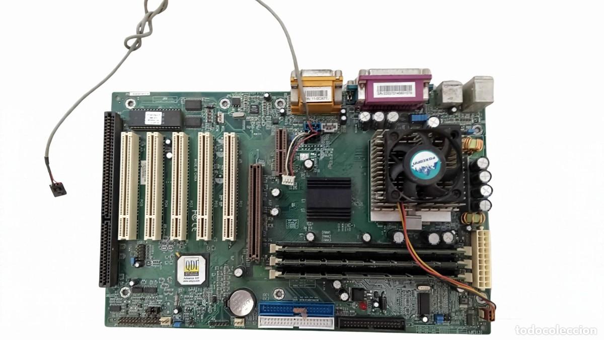 Segunda mano: LOTE PLACA BASE QDI ADVANCE SOCKET 370 + PENTIUM III + DISIPADOR FOXCONN - &Eacute;POCA 2000-2002