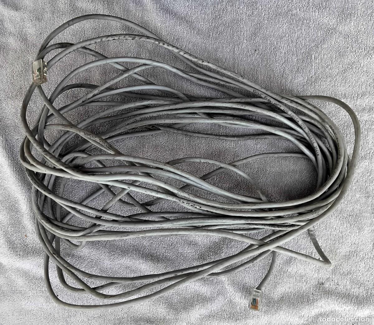 Segunda mano: CABLE DE RED ETHERNET RJ45 - 20 m - COLOR GRIS - CONECTORES CON PROTECTOR - Cable directo