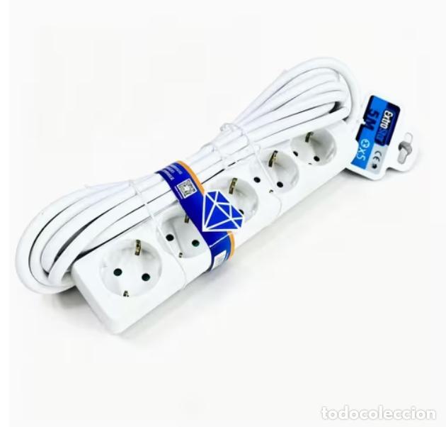 Segunda mano: Regleta de Enchufes con 5 Tomas de Corriente (Cable de 5m, Sin Interruptor) Blanco