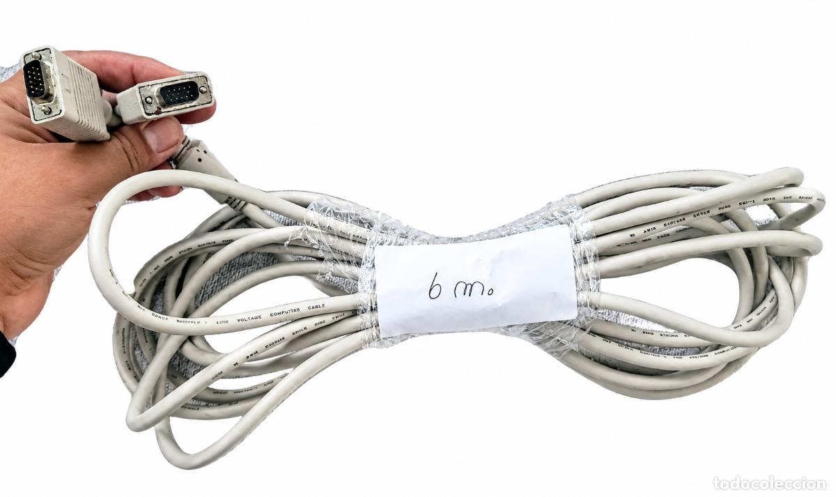 Second-Hand: CABLE VGA DE 6 METROS - CONECTORES DE 15 PINES (HD15 / DE-15) MACHO - PARA MONITOR Y PROYECTOR
