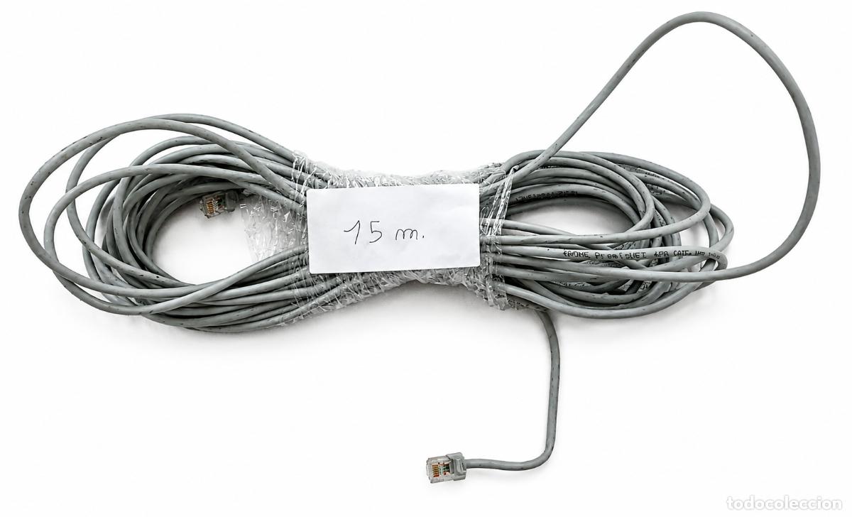 Segunda mano: CABLE DE RED ETHERNET RJ45 - 15 m - COLOR GRIS - CONECTORES CON PROTECTOR - Cable directo - Foto 1