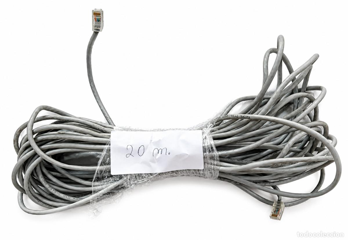 Segunda mano: CABLE DE RED ETHERNET RJ45 - 20 m - COLOR GRIS - CONECTORES CON PROTECTOR - Cable directo