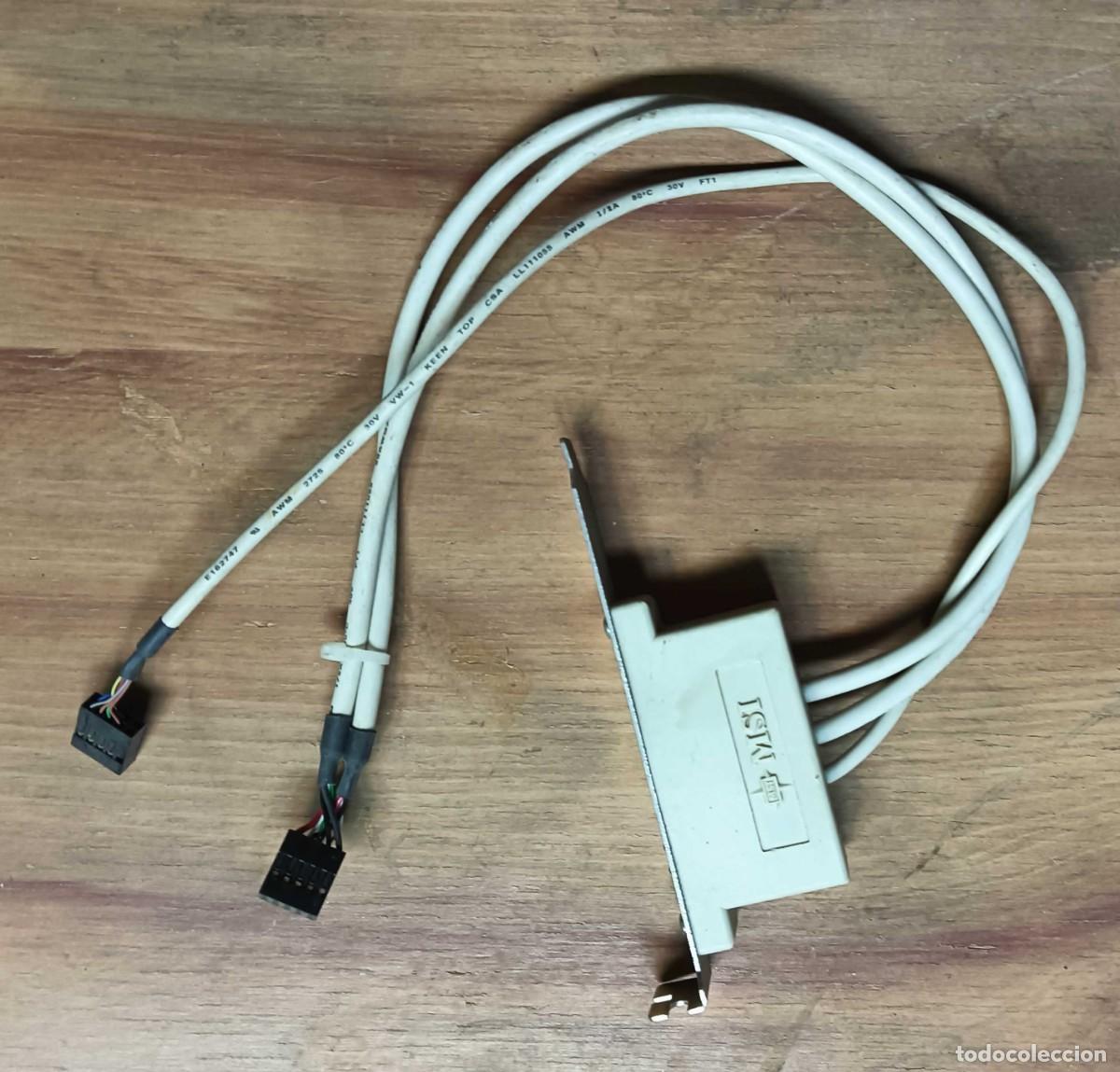 Segunda mano: BRACKET MSI 2 PUERTOS USB 2.0 - EXTENSOR TRASERO PARA PLACA BASE - CABLES LARGOS - XP. W7. - Foto 1