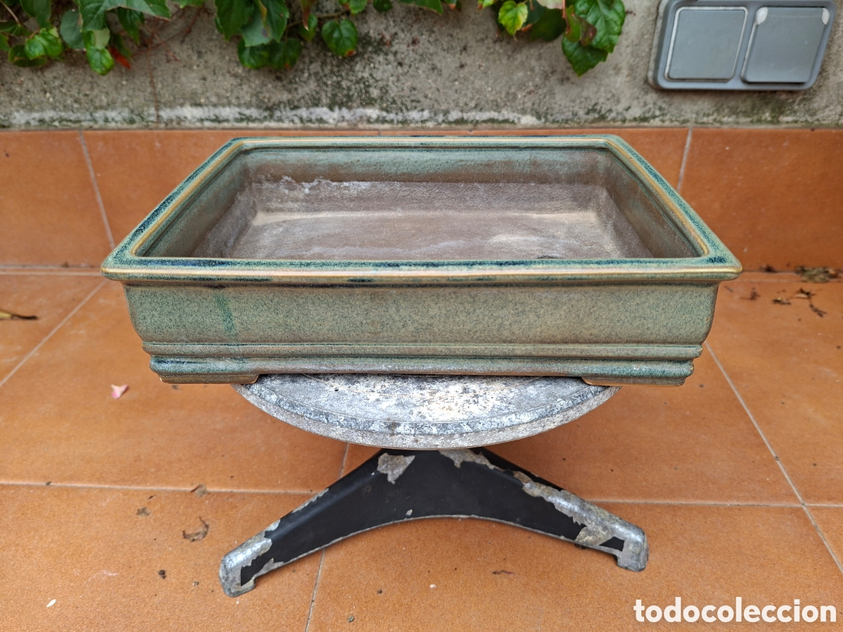 Second-Hand: Maceta para Bons&aacute;i Rectangular Yixing Esmaltada Verde (24x18x6 cm)