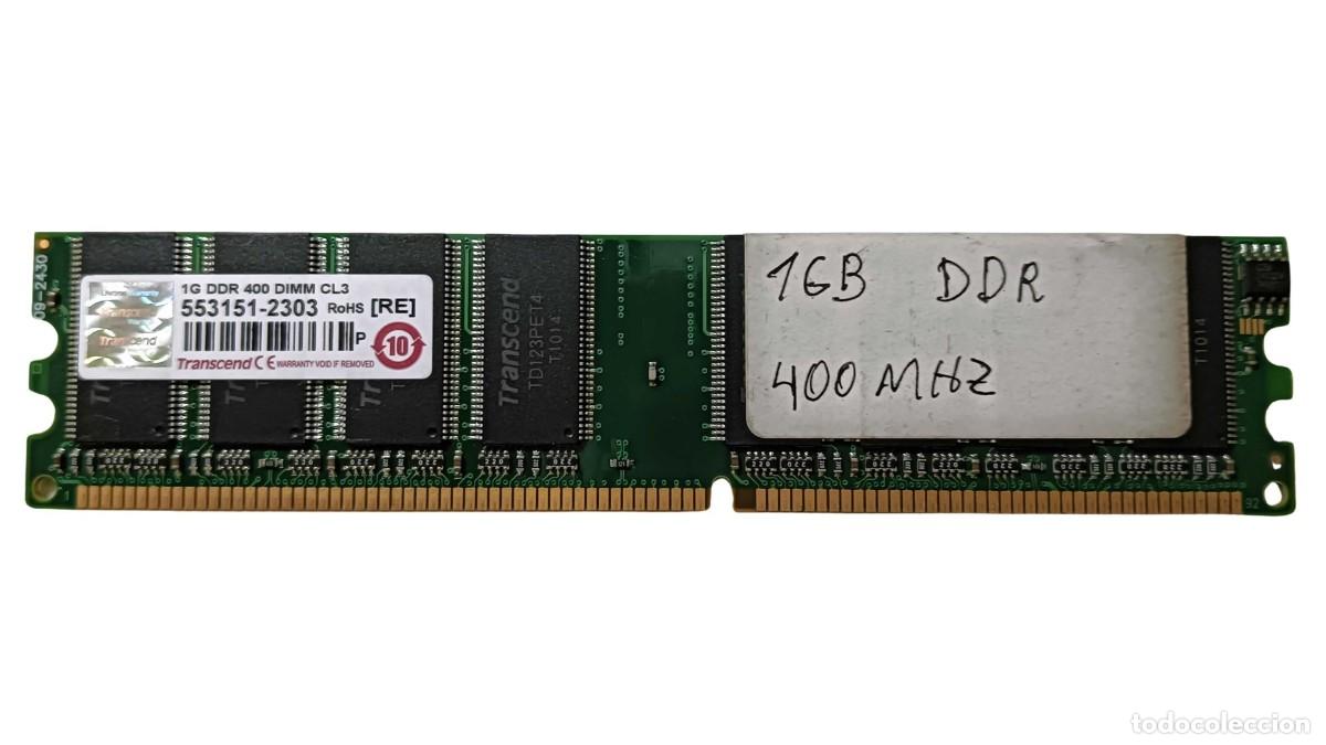 Segunda mano: MEMORIA RAM TRANSCEND 1 GB DDR 400 MHZ PC3200 CL3 - 553151-2303 - M&Oacute;DULO DIMM 184 PINES