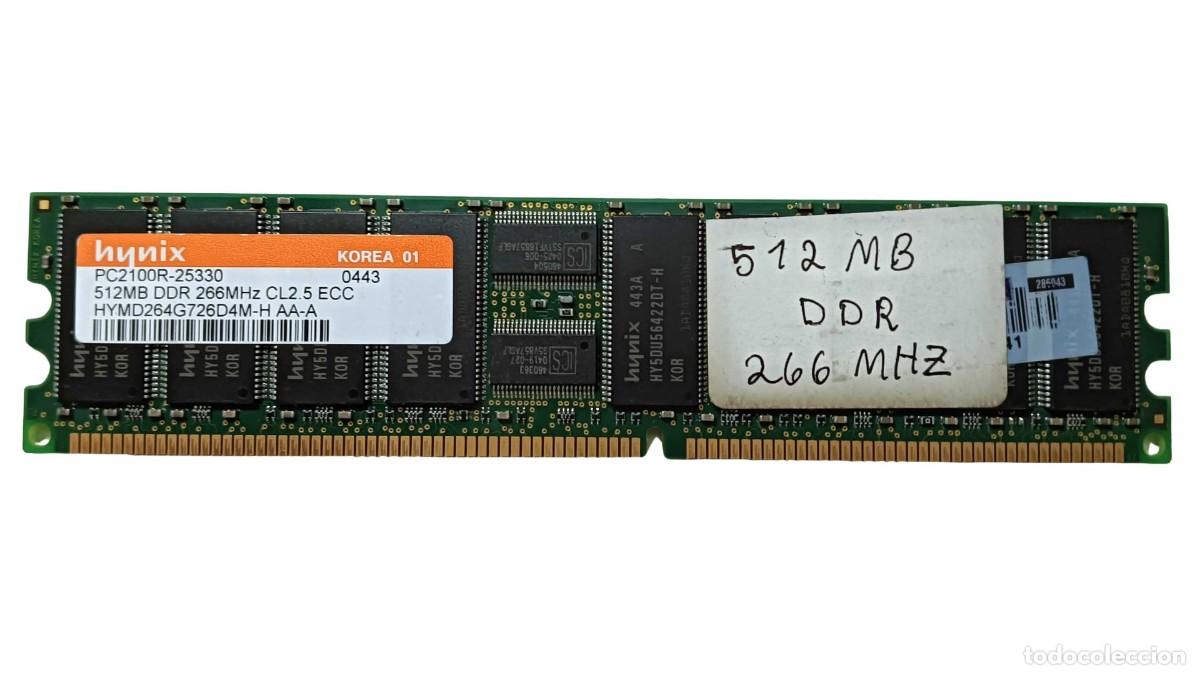 Segunda mano: MEMORIA RAM HYNIX 512 MB DDR 266 MHZ PC2100R ECC REGISTRADA CL2.5 - HYMD264G726D4M-H AA-A