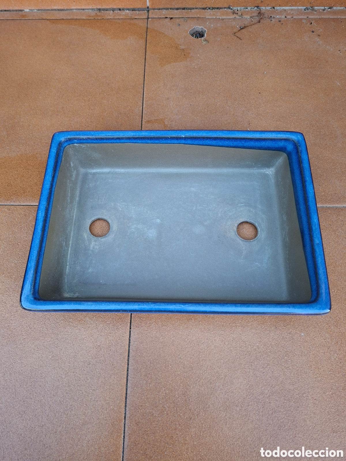 Segunda mano: Maceta para Bons&aacute;i Rectangular de Cer&aacute;mica Esmaltada Azul (26 cm) - Foto 2