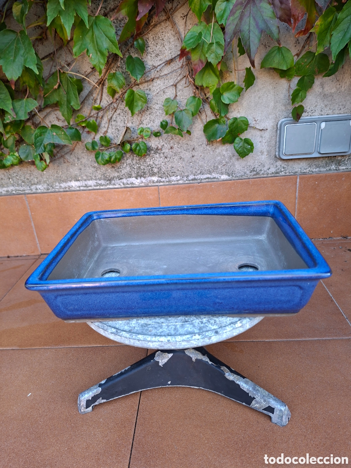Segunda mano: Maceta para Bons&aacute;i Rectangular de Cer&aacute;mica Esmaltada Azul (26 cm) - Foto 1