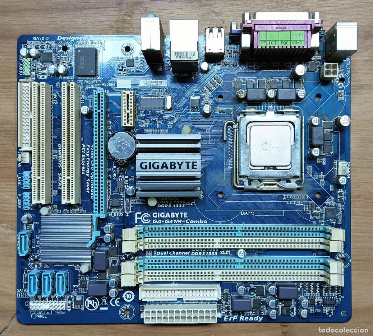Segunda mano: PLACA BASE GIGABYTE GA-G41M-COMBO REV 2.0 - SOCKET LGA775 - DDR2 Y DDR3 - CON INTEL PENTIUM DUAL-COR