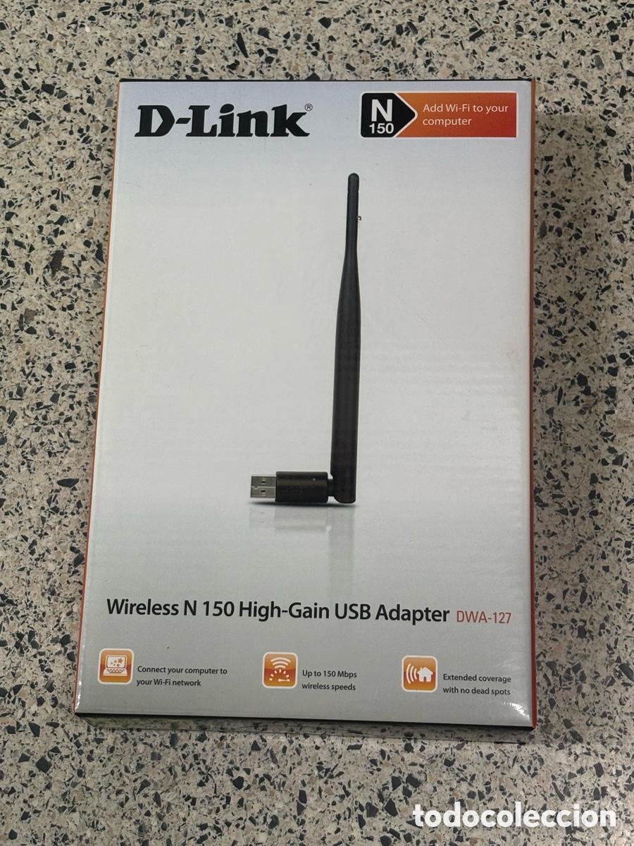 Segunda mano: Adaptador USB Wi-Fi D-Link DWA-127 Wireless N 150 Antena Alta Ganancia