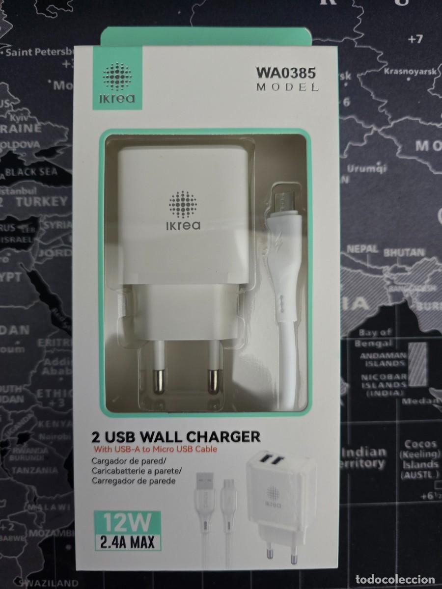 Segunda mano: Cargador IKREA WA0385 12W 2.4A 2 USB-A con Cable Micro USB Nuevo
