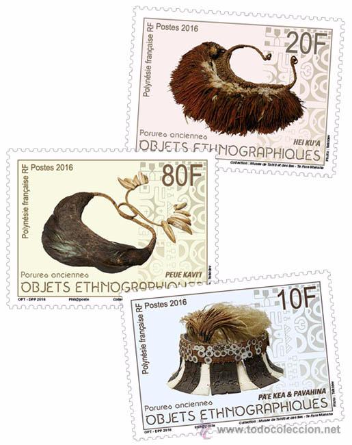 Sellos: French Polynesia 2016 - S&eacute;rie Objets ethnographiques mnh - Foto 1