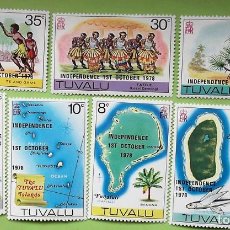 Sellos: TUVALU. 73/79 PROCLAMACIÓN DE LA INDEPENDENCIA, SOBRECARGADOS. 1978. SELLOS NUEVOS Y NUMERACIÓN YVER. Lote 314132478