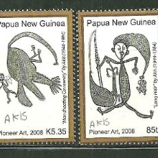 Sellos: PAPUA Y NUEVA GUINEA 2008 IVERT 1219/22 *** ARTE - DIBUJOS DEL PINTOR DE PAPUA AKIS. Lote 176163717