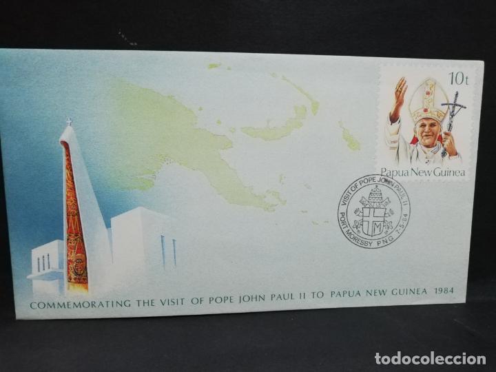 Sellos: SOBRE CON SELLO. VISITA DEL PAPA JUAN PABLO II A PAPUA NEW GUINEA. 1984. - Foto 1 - 188549843
